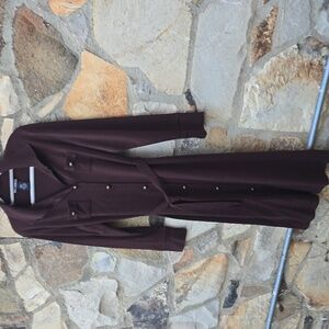 Nina Leonard brown knit long sleeve dress with tie belt